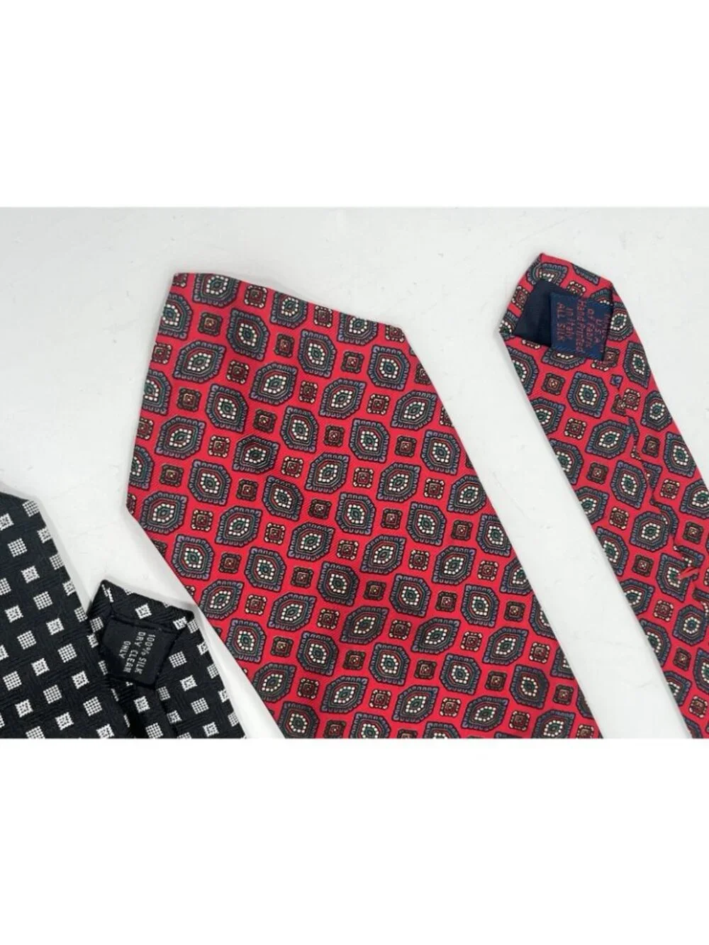 Lot of 4 Designer Silk Ties Rooster Pierre Cardin Countess Mara Paisley Geometri